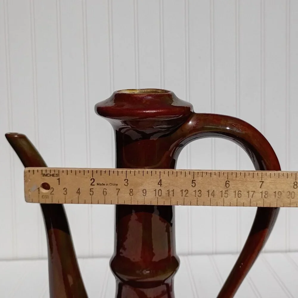 Vtg Mid-Century Modern Ceramic Ewer Pitcher Drip Glaze Decorative Vase No Lid